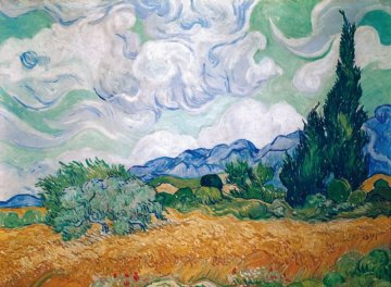 Piatnik Sestavljanka Van Gogh, Pšenično polje s cipresami 1000 kosov
