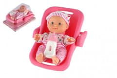 Teddies Otroška lutka iz plastike s trdnim telesom 25 cm v nosilcu s stekleničko 2 barvi v blister pakiranju