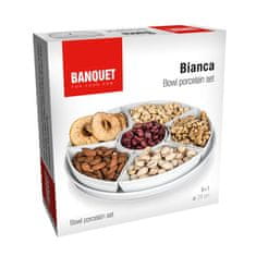 Banquet Komplet sklede s 7 kosi (6xskleda, 1 krožnik) premera 28cm porcelan BIANCA BELA