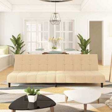 shumee vidaXL Kavč dvosed z ležiščem krem žamet