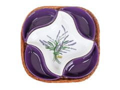 Banquet Komplet skodelic 5 kosov 28x28cm LAVENDER, v košarici, keramika/pletivo