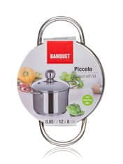 Banquet Lonec 12cm s steklenim pokrovom 0,85l iz nerjavečega jekla PICCOLO