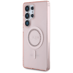 Guess Originalni ovitek GUHMS25LPFTDTEP za Samsung Galaxy S25 Ultra 5G - MagSafe - roza s kristalčki