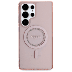 Guess Originalni ovitek GUHMS25LPFTDTEP za Samsung Galaxy S25 Ultra 5G - MagSafe - roza s kristalčki