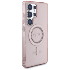 Guess Originalni ovitek GUHMS25LPFTDTEP za Samsung Galaxy S25 Ultra 5G - MagSafe - roza s kristalčki