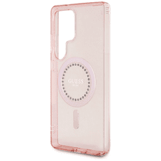 Guess Originalni ovitek GUHMS25LPFTDTEP za Samsung Galaxy S25 Ultra 5G - MagSafe - roza s kristalčki