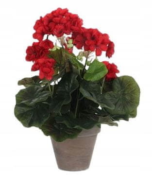 shumee Umetna rdeča roža v lončku 34x20cm, pelargonija
