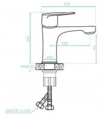shumee Kopalniška omarica z umivalnikom 50x50, viseča, bela Pinia, s podaljšano kromirano pipo