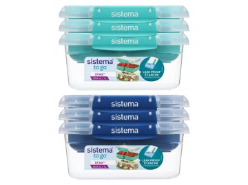 Sistema TO GO STAX Komplet 3 škatlic za hrano 1 l, zelena, modra