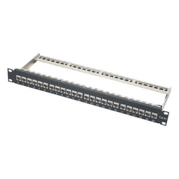 XtendLan Patch panel 19", 24 priključkov z odstranljivim izhodiščem Cat6a, zaščiten