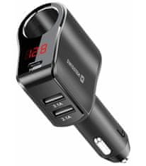 SWISSTEN Avtomobilski adapter z 1x cl, 1x ucb-c pd in 2x usb-a izhodom, 108w - 216w
