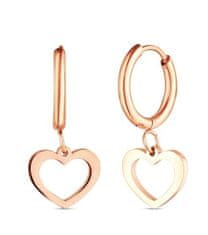 Vuch Obročasti uhani v obliki srca iz pozlačenega jekla Glimmer Rose Gold