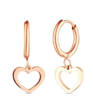 Vuch Obročasti uhani v obliki srca iz pozlačenega jekla Glimmer Rose Gold
