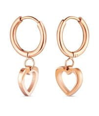 Vuch Obročasti uhani v obliki srca iz pozlačenega jekla Glimmer Rose Gold