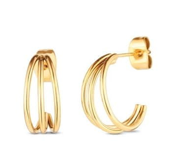 Vuch Elegantni okrogli uhani iz pozlačenega jekla Elegy Gold