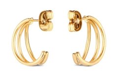 Vuch Elegantni okrogli uhani iz pozlačenega jekla Elegy Gold