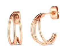 Vuch Elegantni okrogli uhani iz pozlačenega jekla Elegy Rose Gold