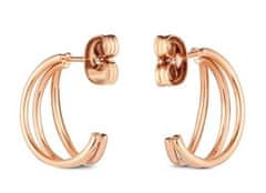 Vuch Elegantni okrogli uhani iz pozlačenega jekla Elegy Rose Gold