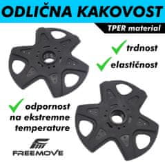 FREEMOVE Krpljice za sneg (krogci) za pohodne treking palice - 2 kos, premer 10cm, standardni navoj, kvalitetni TPER material, odlična prožnost in elastičnost, za pohodništvo ali turno smuko / snežne krpljice 