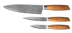 G21 Gourmet Damascus majhna škatla, komplet 3 kosov nožev, ročaj iz zebrastega lesa
