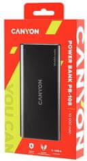Canyon Power Bank PB-108B, 10000 mAh, črna