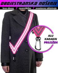 FREEMOVE Sash odsevnik s karabinom - roza / odsevni trak za varnost pri večernih sprehodih, vidljivost na 240 m, izjemno lahek in udoben, primeren za odrasle in otroke od XS do XXL, DARILO 2-kos odsevni trak 