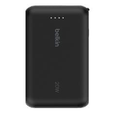 Belkin BOOST CHARGE USB-C Power Delivery PowerBank z integriranim kablom USB-C, 10000 mAh, 20 W, črna