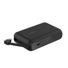 Belkin BOOST CHARGE USB-C Power Delivery PowerBank z integriranim kablom USB-C, 10000 mAh, 20 W, črna