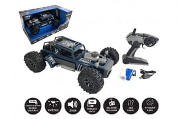 Teddies Avtomobil RC buggy za spuščanje pare iz plastike 38cm modra 2,4GHz baterija + polnilni paket