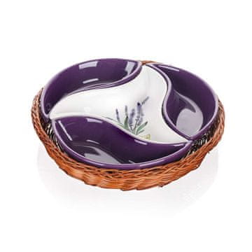 Banquet Skleda v košarici LAVENDER 23 cm, 4 kosi, OK, komplet 2