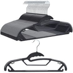 Severno Komplet obešalnikov z nedrsečim pokrovčkom SOFTY 20 kosov črno-siv