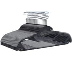 Severno Komplet obešalnikov z nedrsečim pokrovčkom SOFTY 20 kosov črno-siv