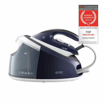 First Austria Parni likalnik FIRST s posodo 1.7L, 6bar, 2520W, modro-bel