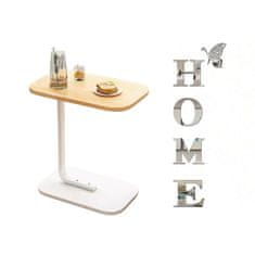 HOME & MARKER® Prenosna mizica za kavo, Klubska mizica, nočna omarica, okrasna mizica DESKICA bela + 3D stenska zrcalna nalepka HOMEWALL | DESKHOMEWHITE