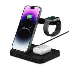 Tech-protect A37 3in1 brezžični polnilnik za mobitel / Apple Watch / AirPods, črna