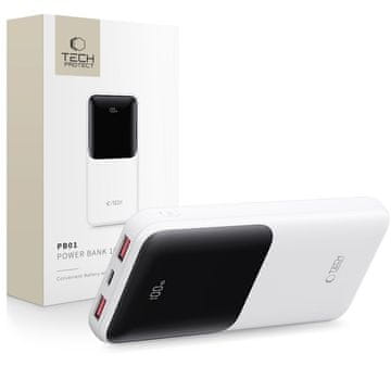 Tech-protect PB01 Power Bank 10000mAh 2x USB / USB-C 22.5W, belo