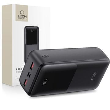 Tech-protect PB03 Power Bank 30000mAh 2x USB / USB-C / Micro USB 22.5W, črna