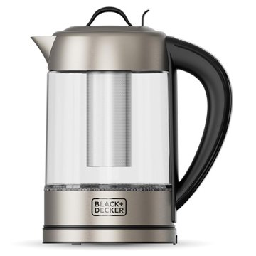 Rychlovarná konvice Black+Decker, BXKE2205E, 1,7 L, skleněná, čajový filtr, programovatelná teplota, vyjímatelný filtr, 2200-3000 W