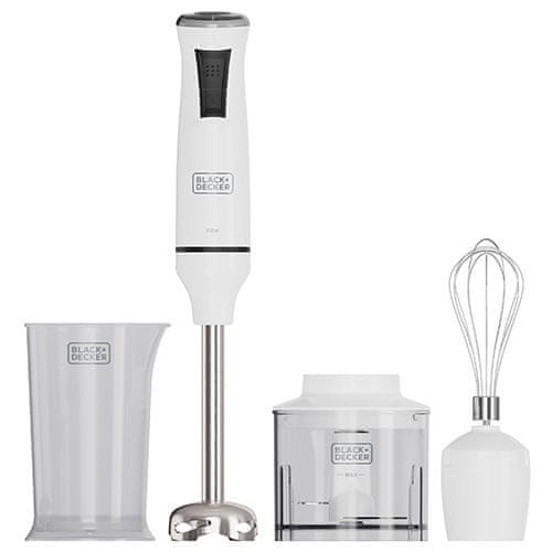 Mixér Black+Decker, BXHBA750E, tyčový, 3v1, 20 rychlostí, funkce turbo, 2 čepele z nerezové oceli, 750 W