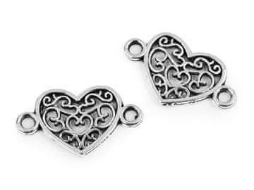 Filigranski okrasni našitki metulj, mandala, srce, drevo življenja - platinasto srce (5 kosov)