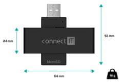 Connect IT Čitalnik eID in pametnih kartic USB, ČERNA