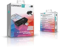 Connect IT Čitalnik eID in pametnih kartic USB, ČERNA