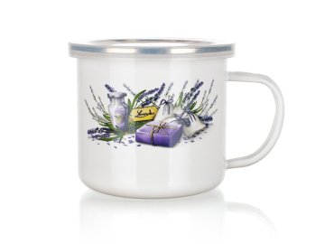Banquet Emajliran vrč, premer 10cm 0,5l LAVENDER + plastični pokrov