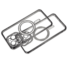 Onasi Silikonski ovitek MagSafe za Samsung Galaxy S25 5G - prozorno vijola z bleščicami