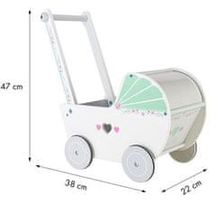 EcoToys Leseni voziček za lutke
