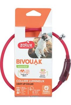 Ovratnica LED majhna BIVOUAK 20-40cm USB rdeča Zolux