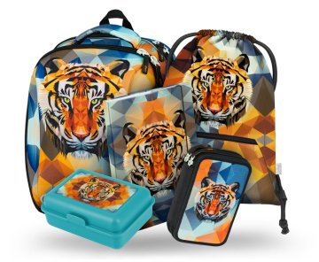 BAAGL 5 SET Shelly Tiger: aktovka, svinčnik, torba, mape, škatla