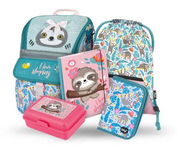 BAAGL SET 5 Zippy Sloth: aktovka, peresnica, torba, mape, škatla
