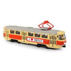 Rappa Tramvaj, ki napoveduje postanke v češčini 28 cm BRNO