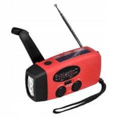 Dexxer 3v1 pohodniški aku. 2000mAh solarni FM radio na dinamo LED powerbank